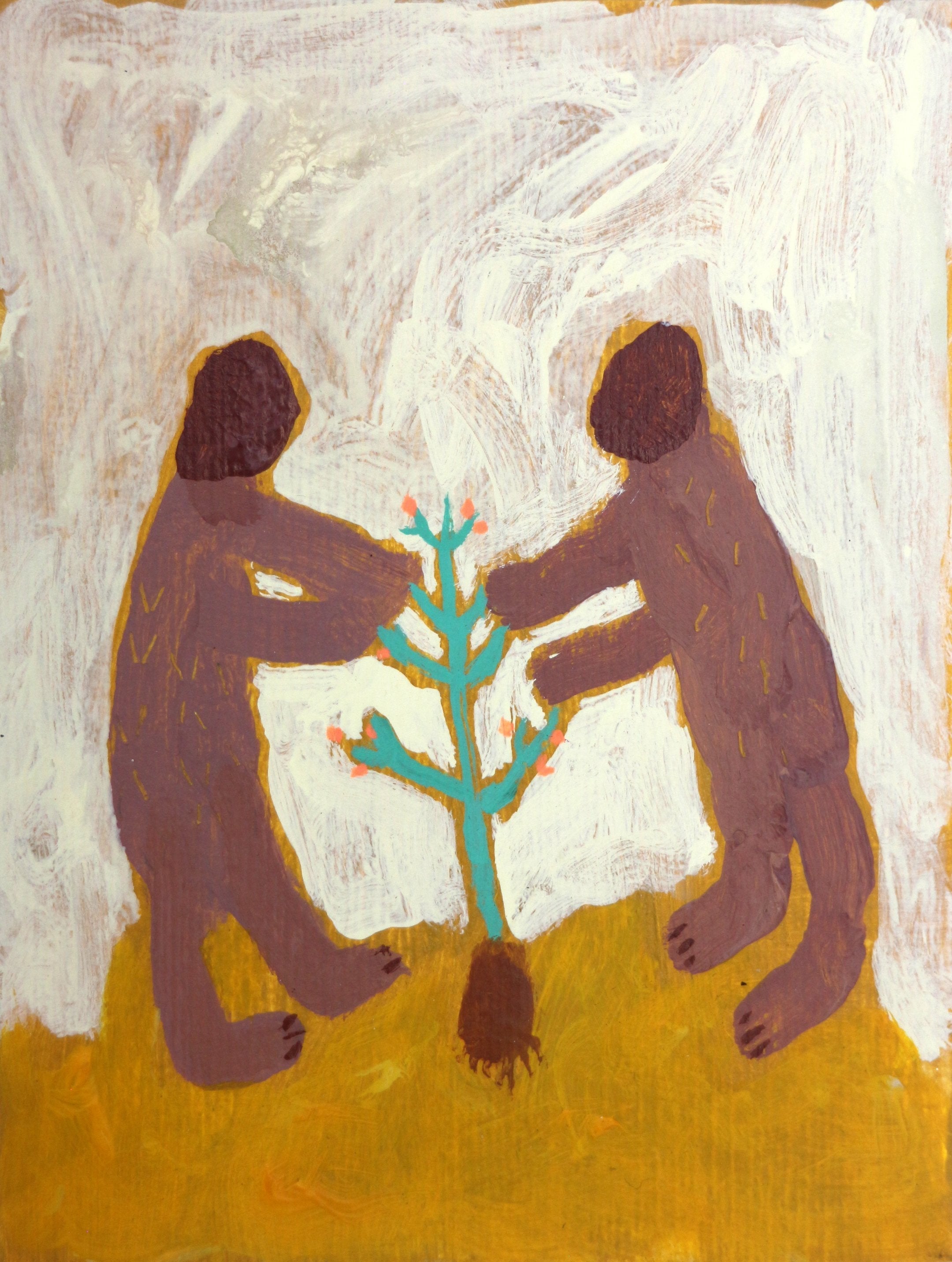 Two Figures and a Plant
