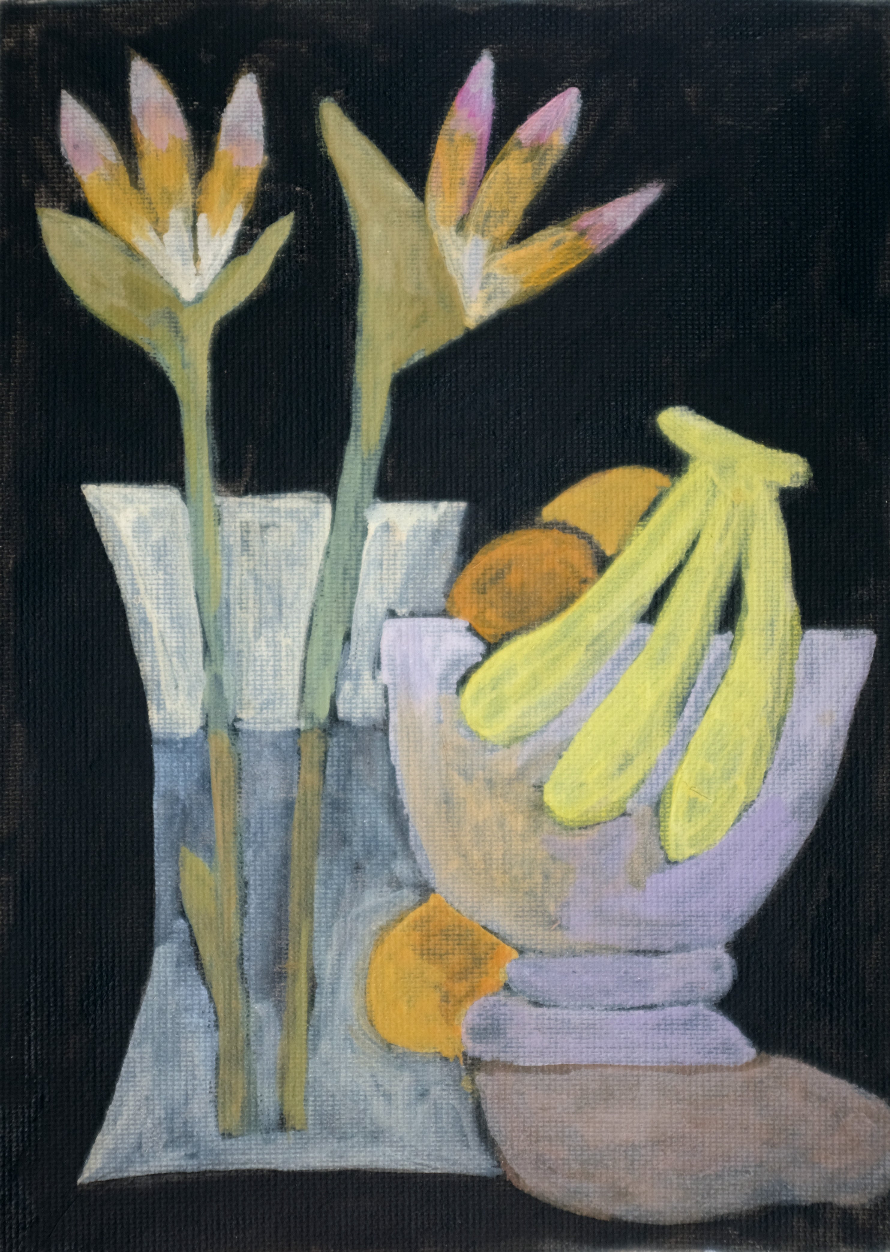 Birds of paradise and fruit bowl