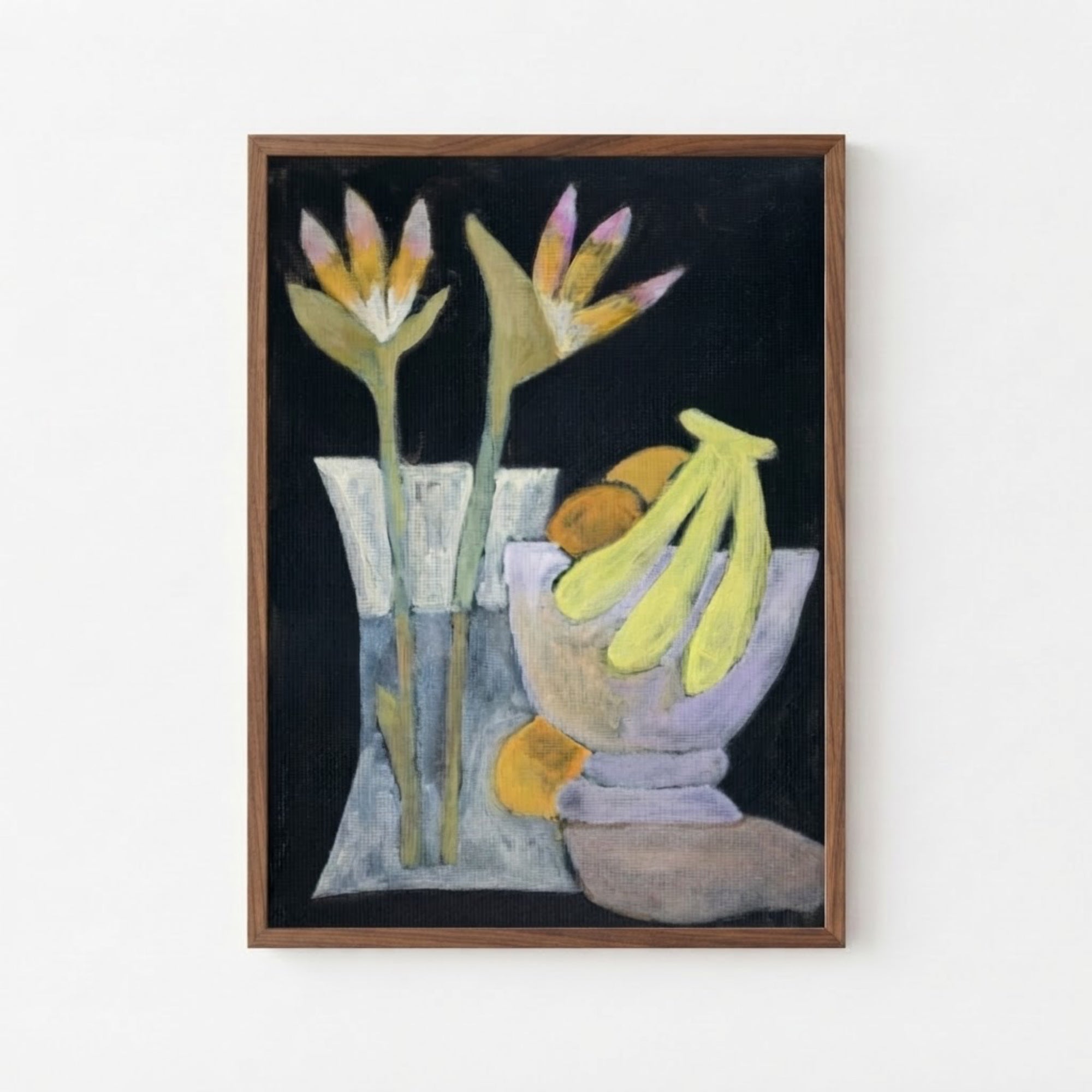 Birds of paradise and fruit bowl