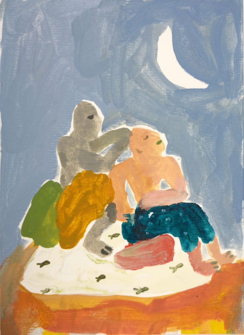 Two Figures and a Moon
