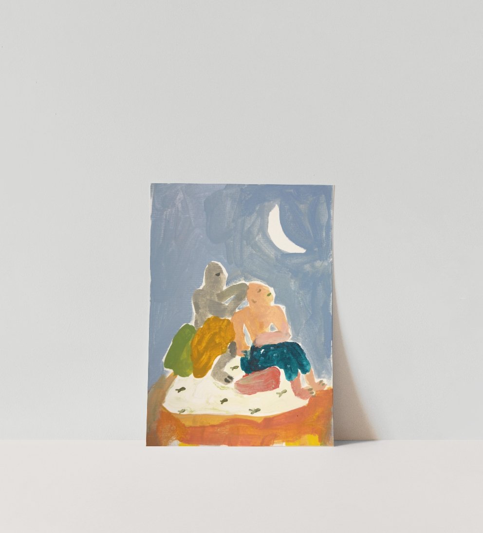 Two Figures and a Moon