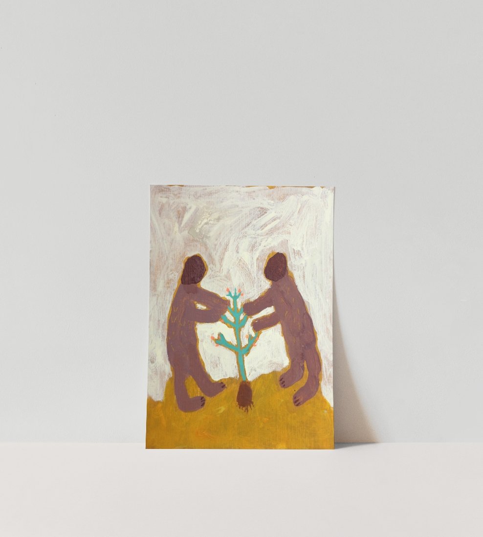 Two Figures and a Plant